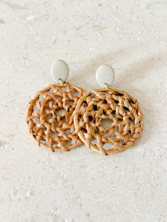 Woven Rattan Dangles - Circular