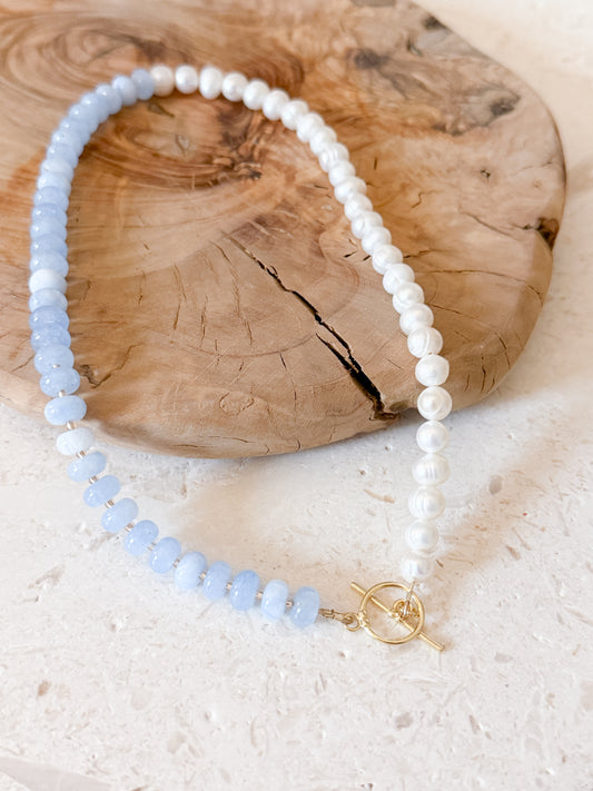 MADE TO ORDER Soft Blue & Pearls Necklace