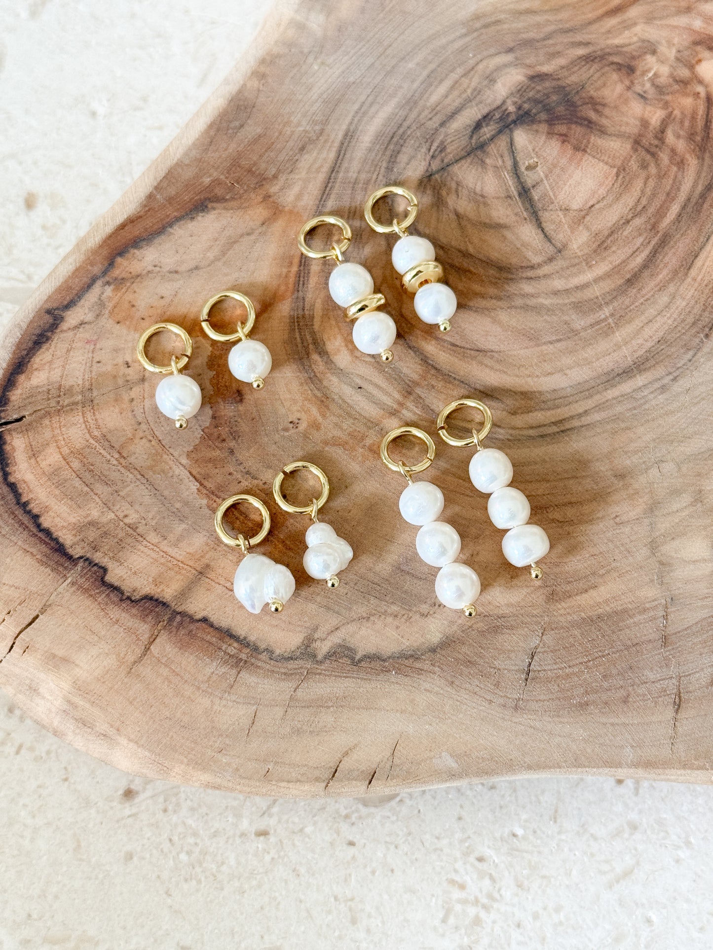 Round Button Pearl Charm