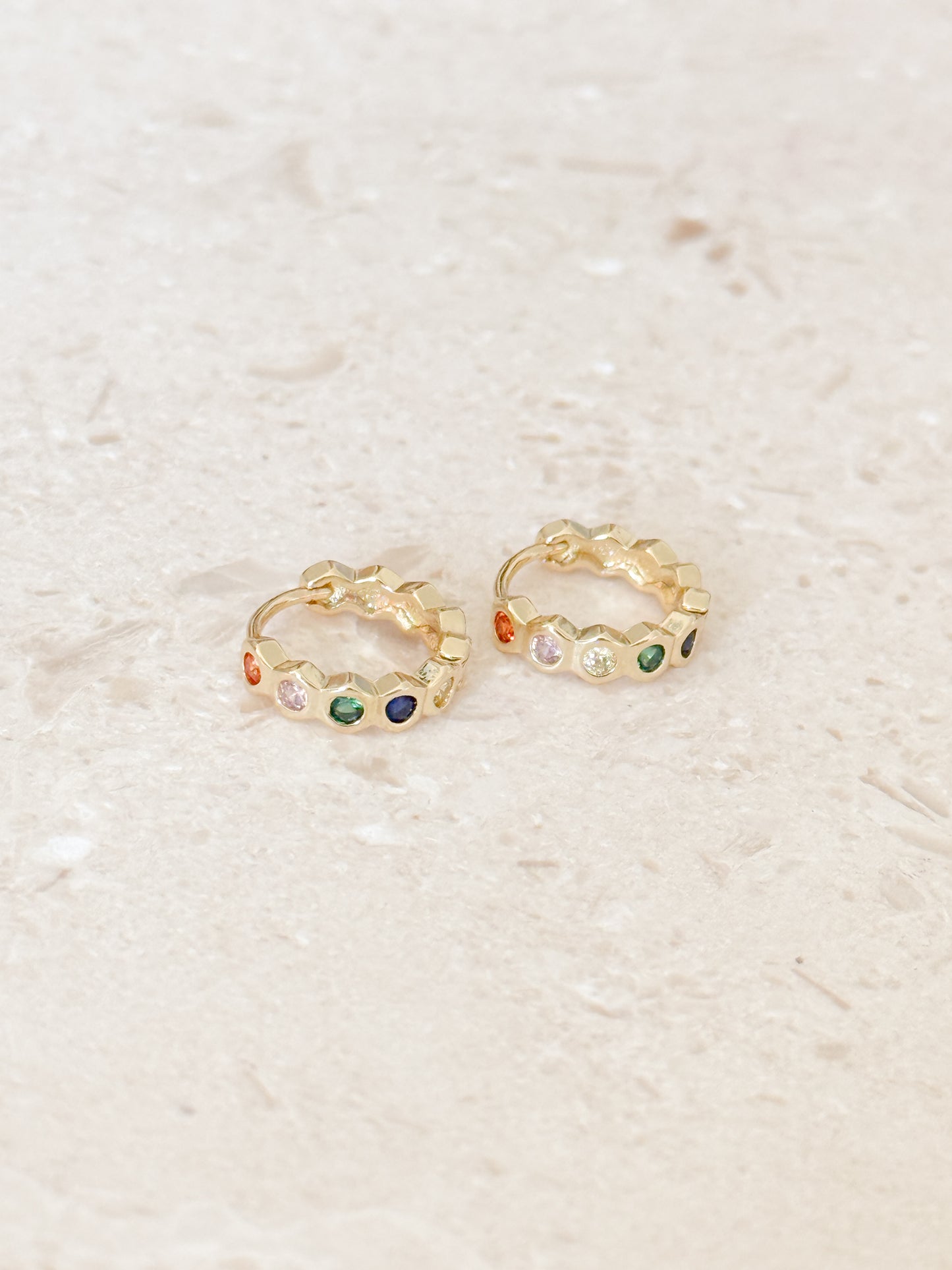 Embedded Gemstone Huggies