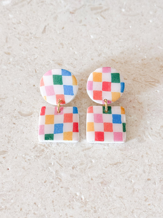 Callie Dangles - Rainbow Checkered