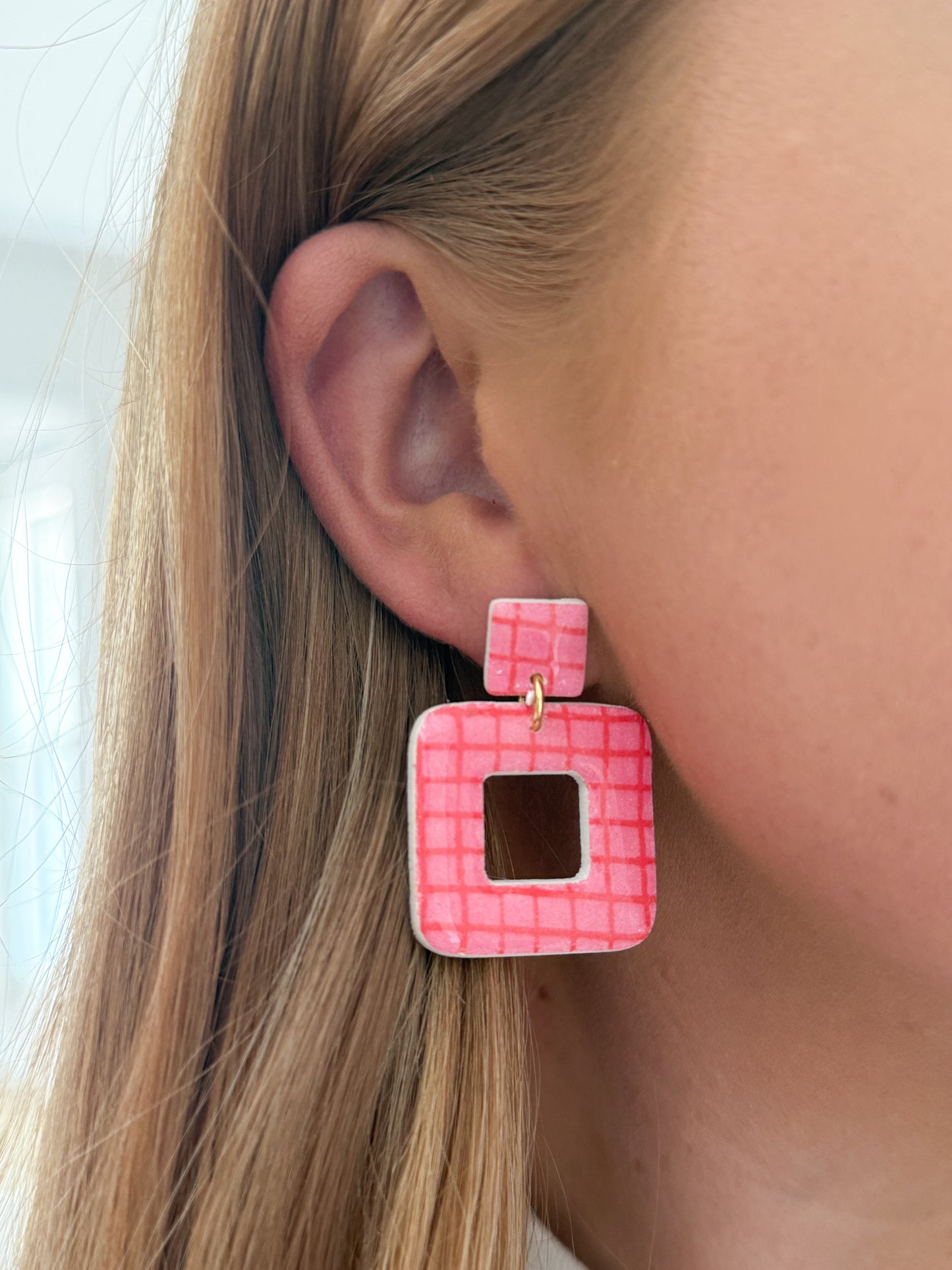 Jena Dangles - Pink Grid