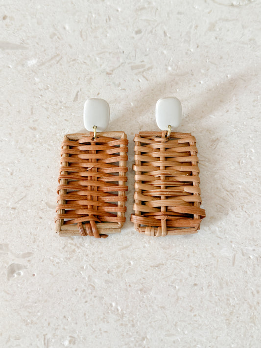 Woven Rattan Dangles - Rectangular