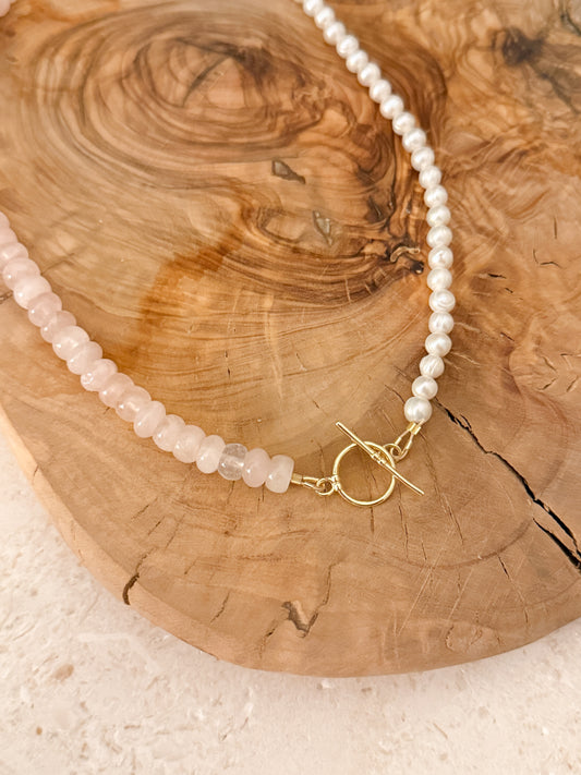 MADE TO ORDER Pink Quartz & Pearls Necklace