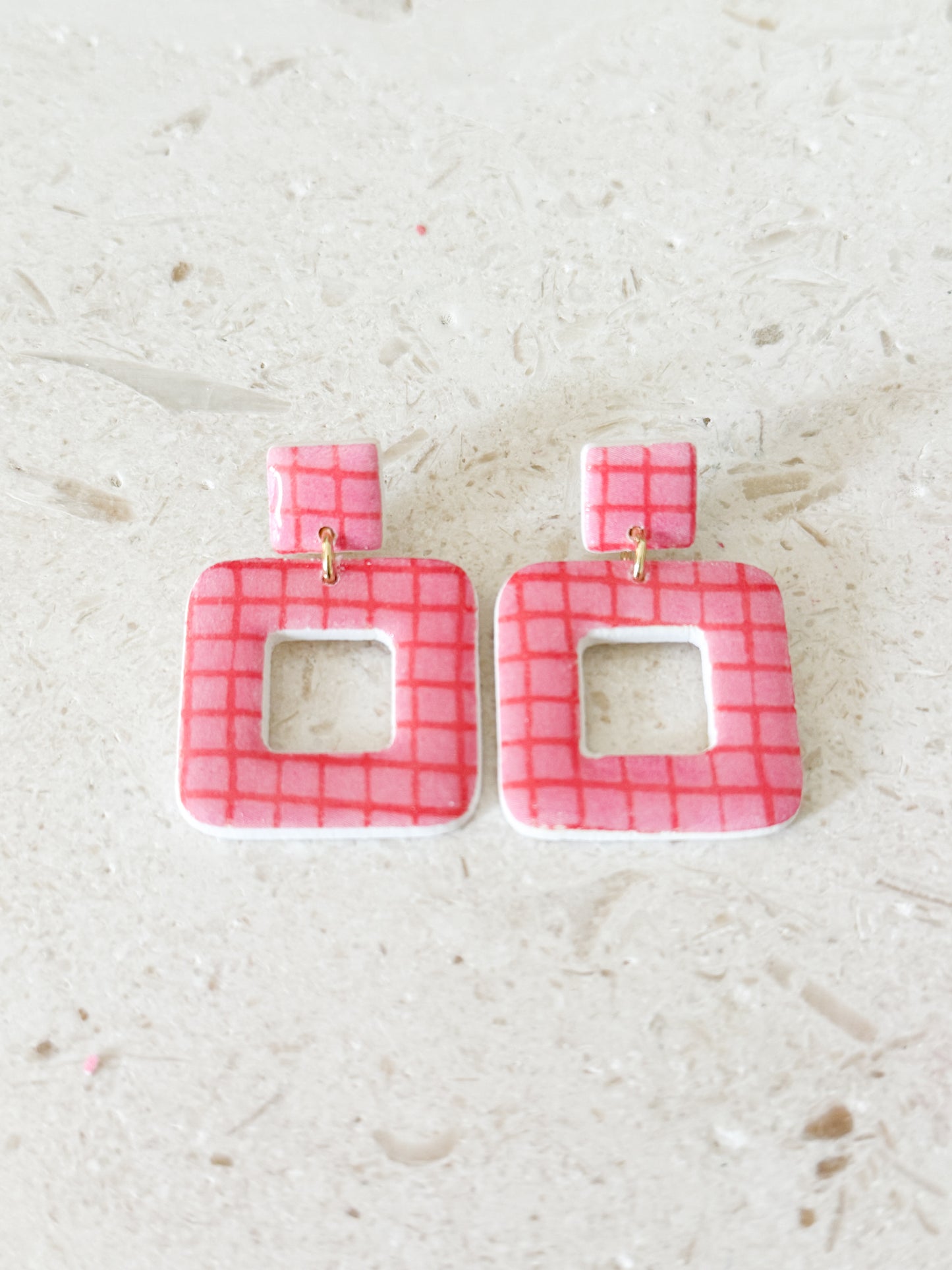 Jena Dangles - Pink Grid