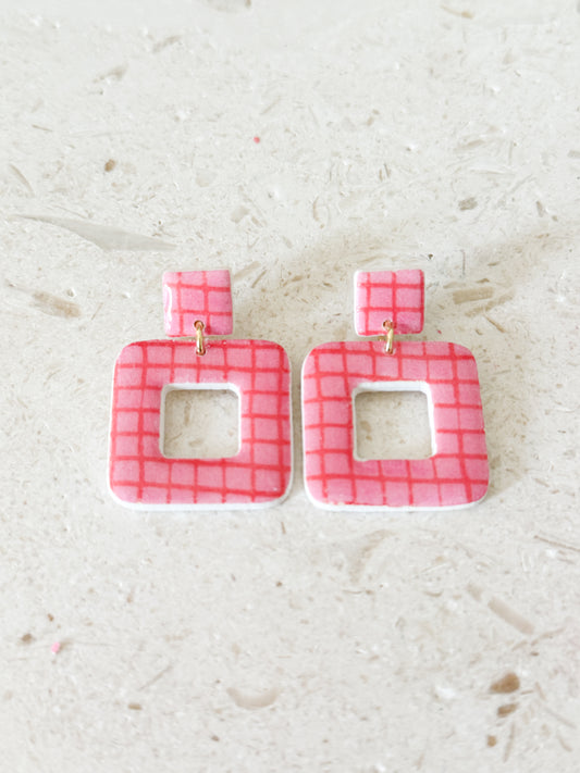 Jena Dangles - Pink Grid