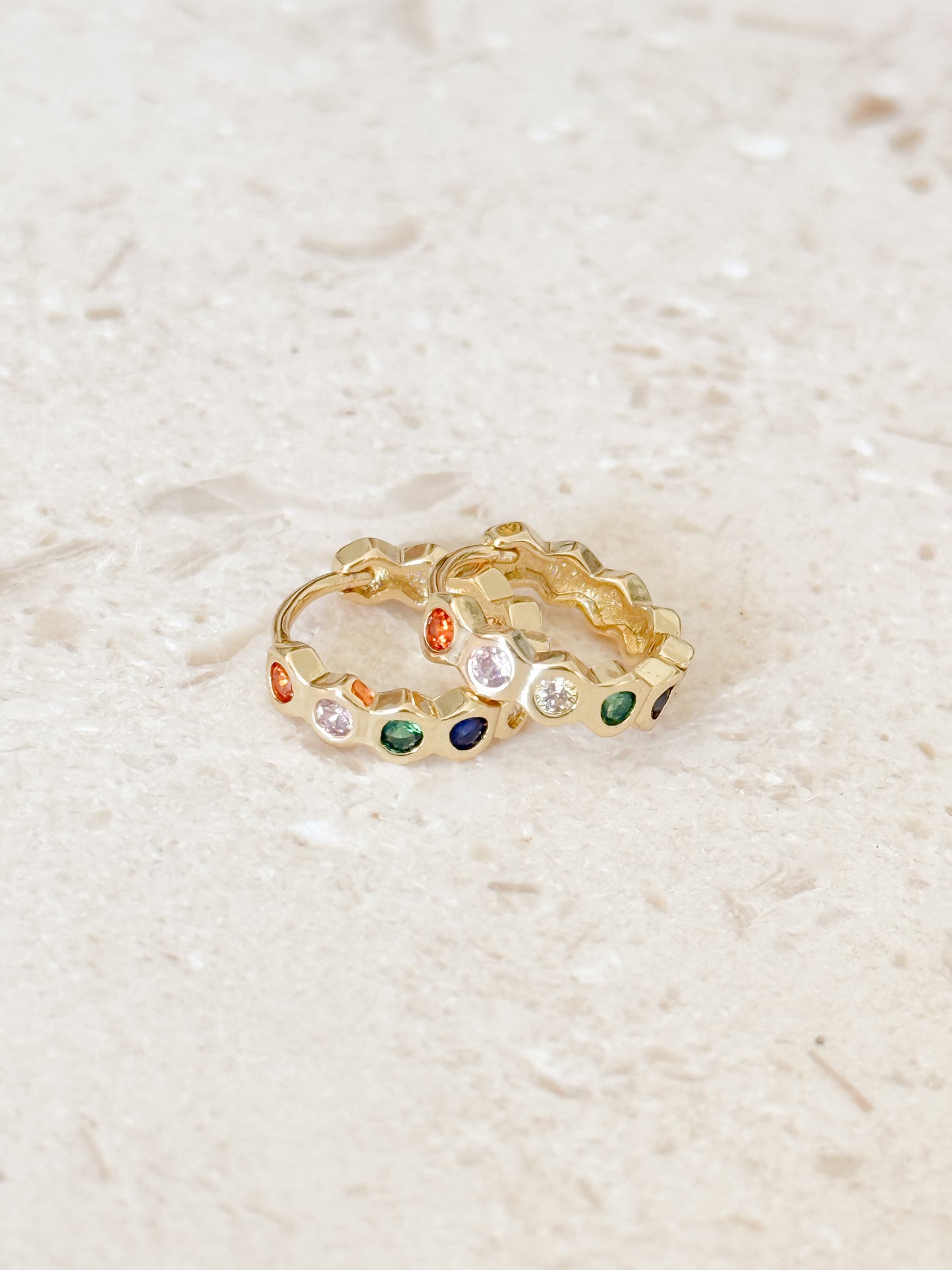 Embedded Gemstone Huggies