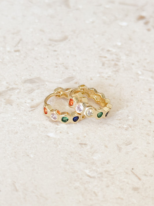 Embedded Gemstone Huggies